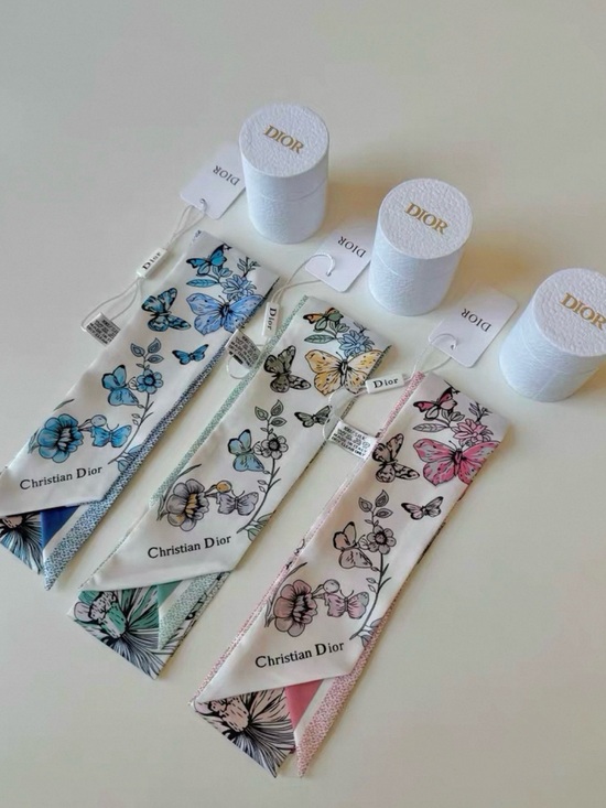 Source Unknown Accessories - Dior Parfums Collection Silk Butterfly Neck Scarves - Blue, Green or Pink